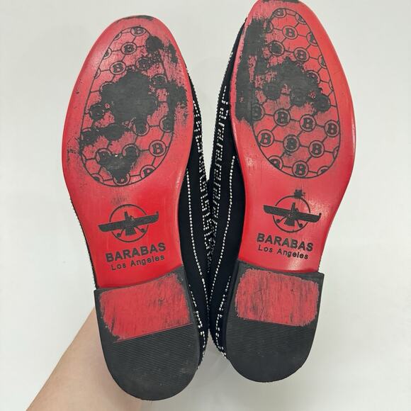 Barabas Men\'s Sz 8 Rhinestone Greek Key Pattern Slip On Loafers Black Silver main image 10